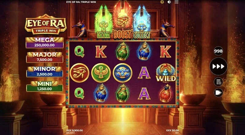Eye of Ra Triple Win - Wild iliyoanguka kwenye reli